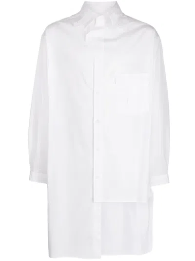 Yohji Yamamoto Asymmetric Cotton Shirt In White