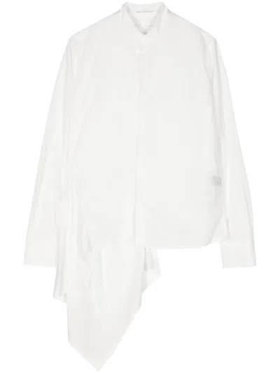 Yohji Yamamoto Asymmetric Cotton Shirt In White