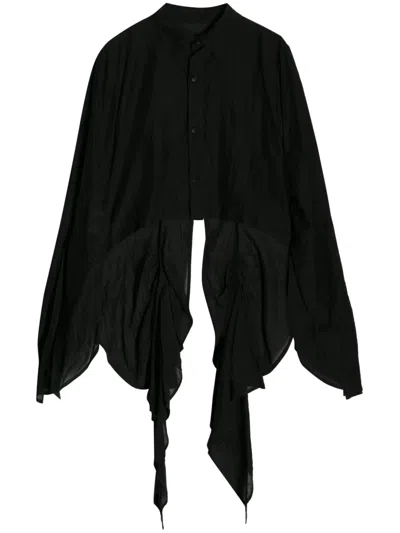 Yohji Yamamoto Asymmetric Cotton-silk Shirt In Black