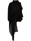 Yohji Yamamoto Asymmetric Cropped Shirt In Black