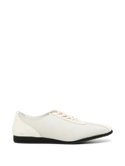 Yohji Yamamoto Asymmetric Derby Shoes In White