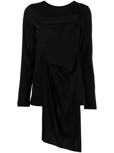 Yohji Yamamoto Asymmetric-design Cotton Top In Black