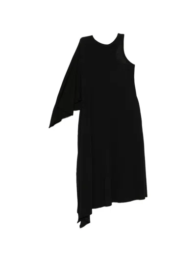 Yohji Yamamoto Asymmetric Draped Dress In Black