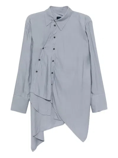 Yohji Yamamoto Asymmetric Draped Shirt In White
