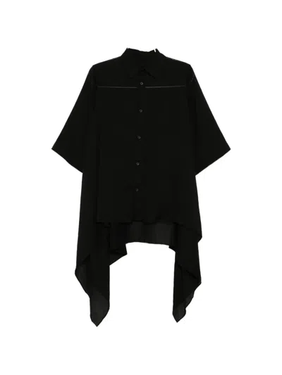 Yohji Yamamoto Asymmetric Draped Shirt In Black