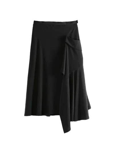 Yohji Yamamoto Asymmetric Draped Skirt In Black