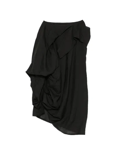 Yohji Yamamoto Asymmetric Draped Skirt In Black
