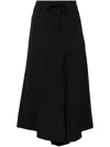 Yohji Yamamoto Asymmetric Drawstring Midi Skirt In Black