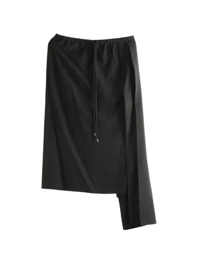 Yohji Yamamoto Asymmetric Drawstring Skirt In Black