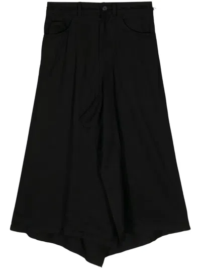 Yohji Yamamoto Asymmetric-hem Midi Skirt In Black