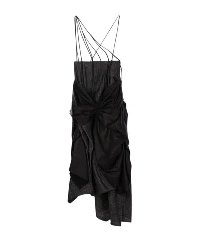 Yohji Yamamoto Asymmetric Hem Mini Dress In Multi