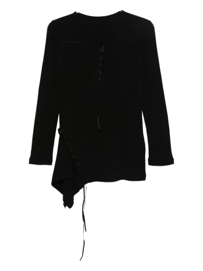 Yohji Yamamoto Asymmetric Knitted Top In Black