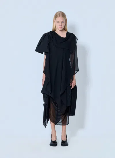 Yohji Yamamoto Asymmetric Layered Dress In Black