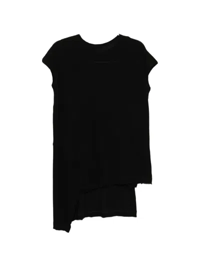 Yohji Yamamoto Asymmetric Layered T-shirt In Black