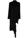 Yohji Yamamoto Asymmetric Long-sleeve Shirtdress In Black
