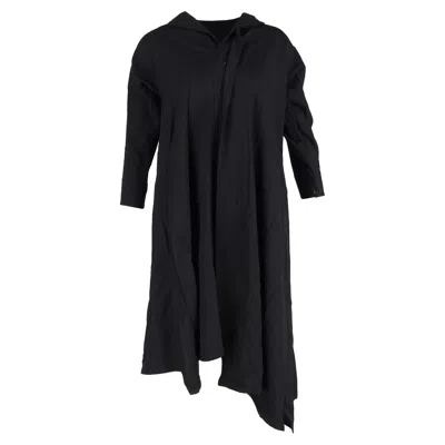 Yohji Yamamoto Asymmetric Midi Dress In Black Cotton