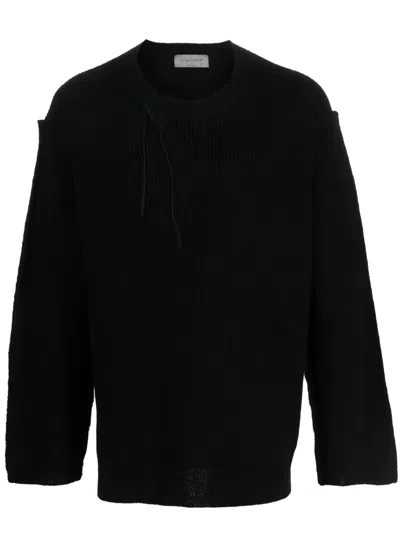 Yohji Yamamoto Asymmetric-neck Drop-shoulder Jumper In Black