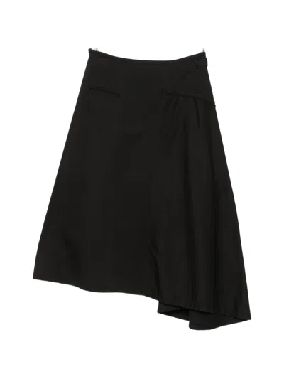 Yohji Yamamoto Asymmetric Panelled Mini Skirt In Black