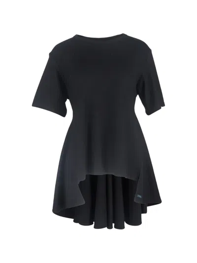 Pre-owned Yohji Yamamoto Asymmetric Peplum Top In Black