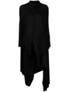 Yohji Yamamoto Asymmetric Ruffled Midi Shirtdress In Black