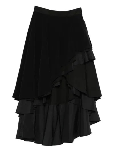 Yohji Yamamoto Asymmetric Ruffled Skirt In Black