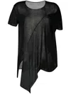 Yohji Yamamoto Asymmetric Semi-sheer T-shirt In Black