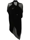 Yohji Yamamoto Asymmetric Sheer Top In Black