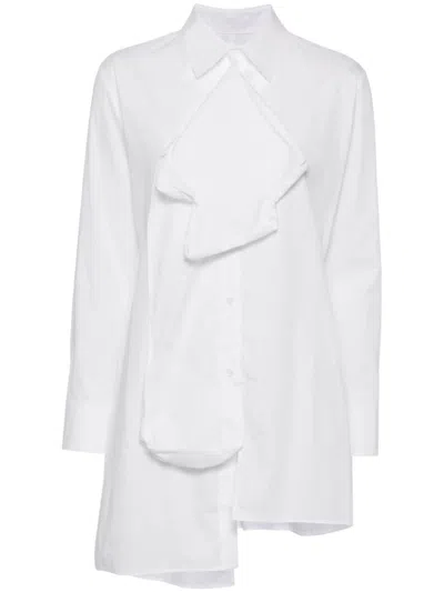 Yohji Yamamoto Asymmetric Voile Shirt In 白色