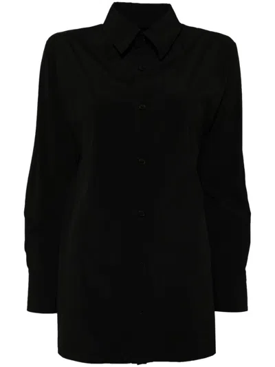 Yohji Yamamoto Classic-collar Cotton Blend Shirt In Black