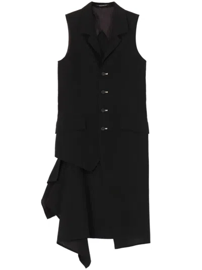 Yohji Yamamoto Asymmetric Sleeveless Blazer In Black