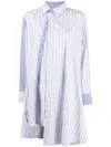 Yohji Yamamoto Asymmetric Striped Cotton Shirt In White
