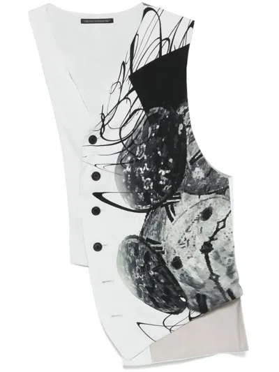 Yohji Yamamoto Asymmetric Waistcoat In Grey
