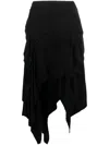 Yohji Yamamoto Asymmetric Wool-blend Midi Skirt In Black
