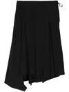 Yohji Yamamoto Asymmetric Wool Midi Skirt In Black
