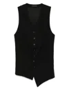 Yohji Yamamoto Asymmetric Wool Waistcoat In Black