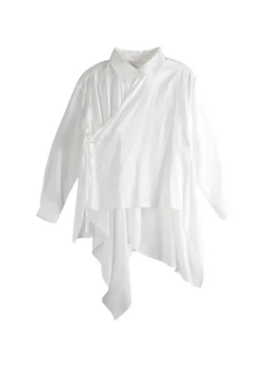 Yohji Yamamoto Asymmetric Wrap Shirt In White