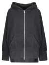 Yohji Yamamoto Asymmetrical Hem Hoodie With Double-slider Zip And Batwing Sleeves In Black