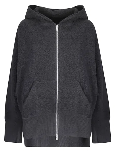 YOHJI YAMAMOTO ASYMMETRICAL HEM HOODIE WITH DOUBLE-SLIDER ZIP AND BATWING SLEEVES
