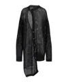 Yohji Yamamoto Asymmetrical Open Knit Cardigan With Ribbed Cuffs In Black