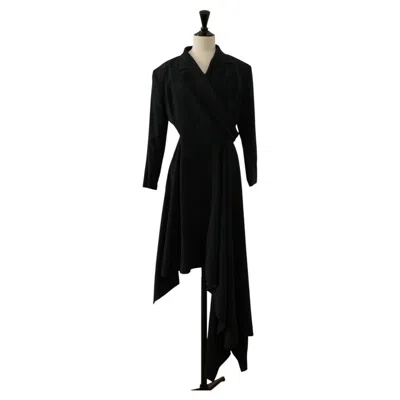 Pre-owned Yohji Yamamoto Asymmetrical Wool Dress � Runway Piece, 1980s In Black