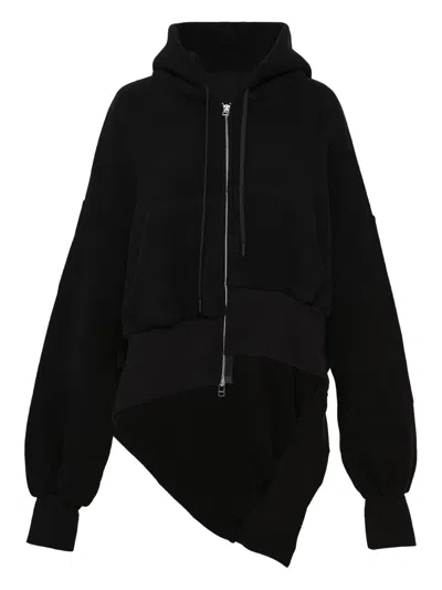 Yohji Yamamoto Asymmetrical Zip-up Hooded Jacket In Black