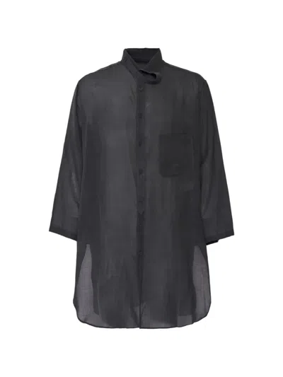 Yohji Yamamoto Asymmetric-collar Shirt In Black