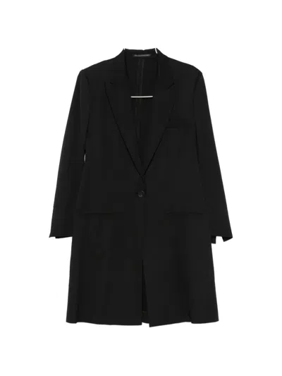 Yohji Yamamoto Asymmetric-panel Single-breasted Coat In Black