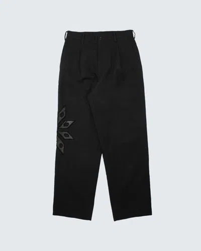 Pre-owned Yohji Yamamoto Aw03 Leather Patched Wool Trousers In Black