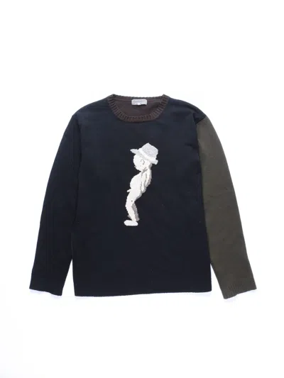Pre-owned Yohji Yamamoto Aw09 Shomben Kozo Penis Contrast Sleeve Wool Sweater In Multi
