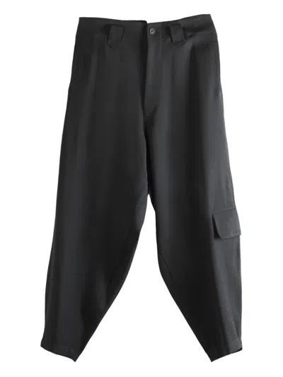 Yohji Yamamoto Back Pockets Wool Trousers In Black