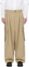 Yohji Yamamoto Beige Bs Katsuragi 12tuck Work Cargo Pants In Multi