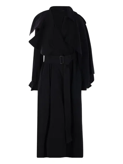 Yohji Yamamoto Belted Coat In Black
