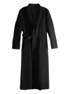 Yohji Yamamoto Belted Flared Coat In Black