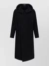Yohji Yamamoto Belted Hooded Coat Featuring Button Detail In Black